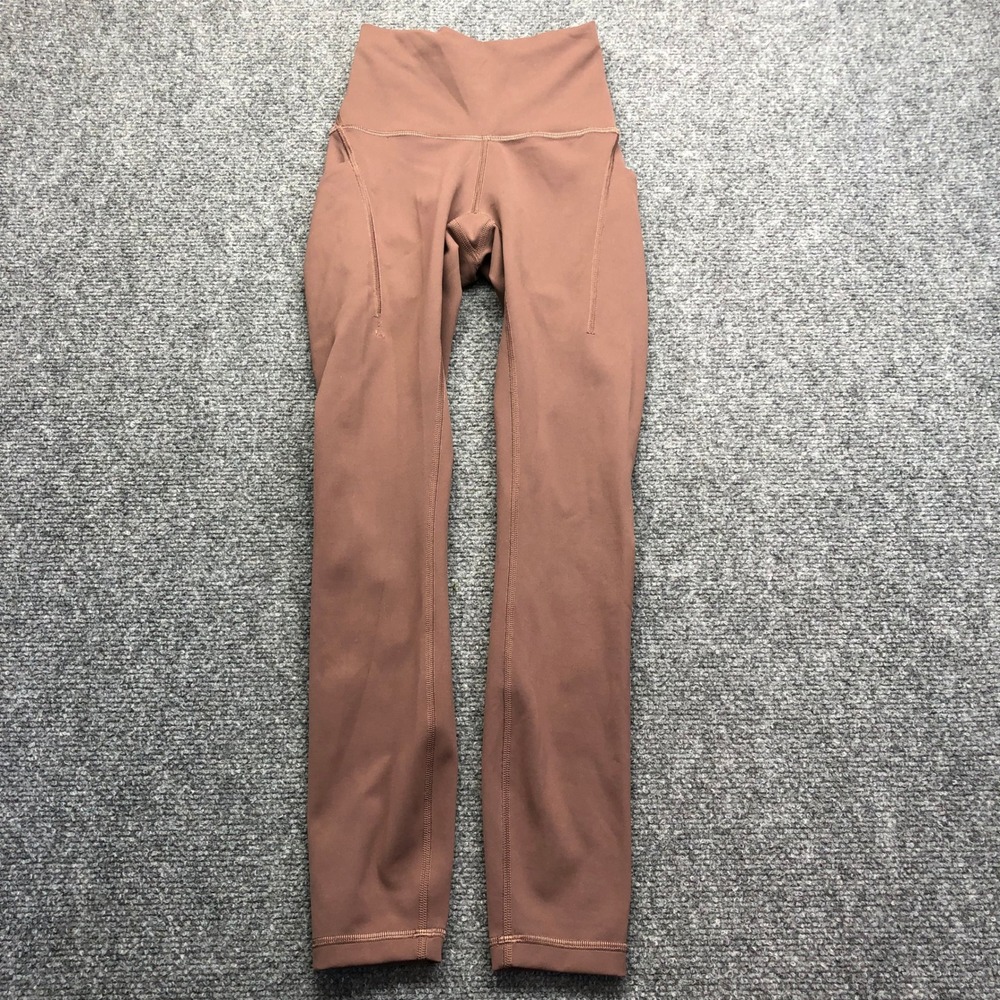 Lululemon High Rise Athletic Leggings with Pockets Brown Mauve Size 0